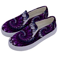 Fractal Background Swirl Art Skull Kids  Canvas Slip Ons by Pakrebo