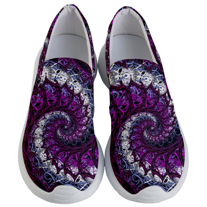 Fractal Background Swirl Art Skull Women s Lightweight Slip Ons