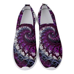 Fractal Background Swirl Art Skull Women s Slip On Sneakers by Pakrebo