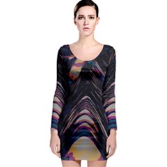 Pattern Texture Fractal Colorful Long Sleeve Bodycon Dress by Pakrebo