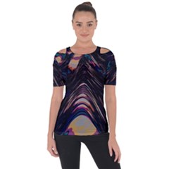 Pattern Texture Fractal Colorful Shoulder Cut Out Short Sleeve Top by Pakrebo