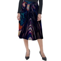 Pattern Texture Fractal Colorful Classic Velour Midi Skirt  by Pakrebo