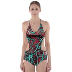 Nerves Cells Star Dendrites Sepia Cut-out One Piece Swimsuit by Pakrebo