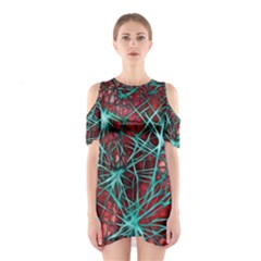 Nerves Cells Star Dendrites Sepia Shoulder Cutout One Piece Dress by Pakrebo