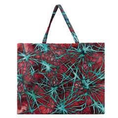 Nerves Cells Star Dendrites Sepia Zipper Large Tote Bag by Pakrebo