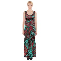 Nerves Cells Star Dendrites Sepia Maxi Thigh Split Dress by Pakrebo