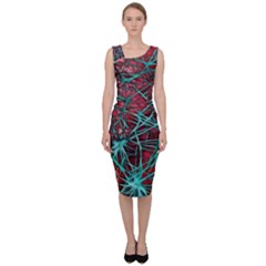 Nerves Cells Star Dendrites Sepia Sleeveless Pencil Dress by Pakrebo