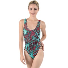 Nerves Cells Star Dendrites Sepia High Leg Strappy Swimsuit by Pakrebo