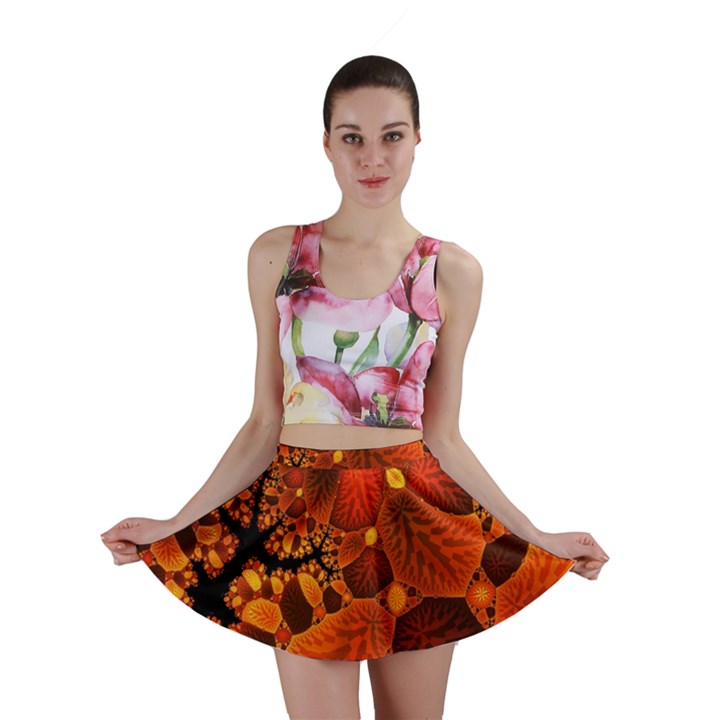 Leaf Autumn Nature Background Mini Skirt