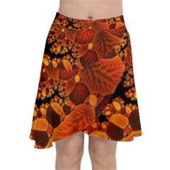 Leaf Autumn Nature Background Chiffon Wrap Front Skirt by Pakrebo