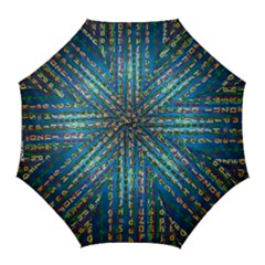 Binary Null One Digital Blue Golf Umbrellas by Pakrebo