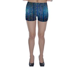 Binary Null One Digital Blue Skinny Shorts by Pakrebo