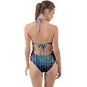 Binary Null One Digital Blue Halter Cut-Out One Piece Swimsuit View2