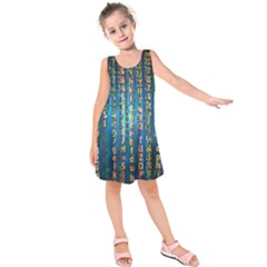 Binary Null One Digital Blue Kids  Sleeveless Dress by Pakrebo