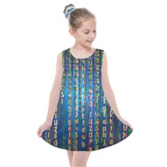 Binary Null One Digital Blue Kids  Summer Dress by Pakrebo