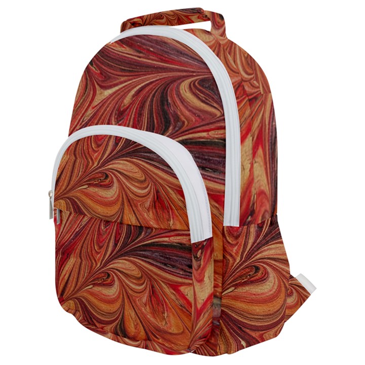 Marbled Paper Mottle Color Movement Rounded Multi Pocket Backpack