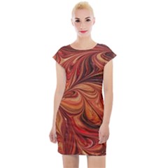 Marbled Paper Mottle Color Movement Cap Sleeve Bodycon Dress by Pakrebo