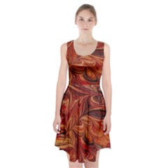 Marbled Paper Mottle Color Movement Racerback Midi Dress by Pakrebo