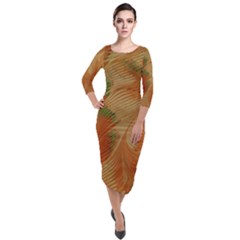 Mottle Color Movement Colorful Quarter Sleeve Midi Velour Bodycon Dress by Pakrebo