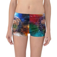 Network Earth Block Chain Globe Reversible Boyleg Bikini Bottoms by Pakrebo