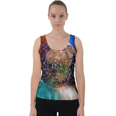 Network Earth Block Chain Globe Velvet Tank Top by Pakrebo