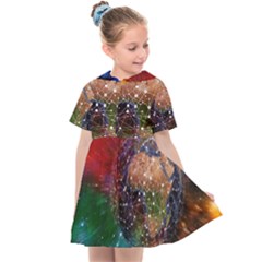 Network Earth Block Chain Globe Kids  Sailor Dress