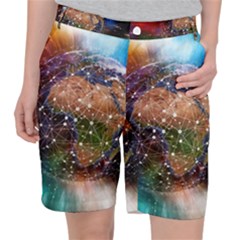 Network Earth Block Chain Globe Pocket Shorts by Pakrebo