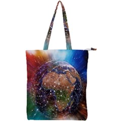 Network Earth Block Chain Globe Double Zip Up Tote Bag by Pakrebo