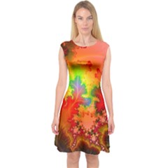 Background Abstract Color Form Capsleeve Midi Dress by Pakrebo