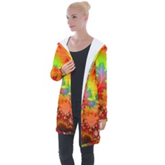 Background Abstract Color Form Longline Hooded Cardigan by Pakrebo