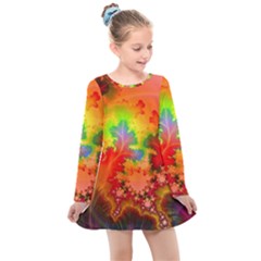 Background Abstract Color Form Kids  Long Sleeve Dress by Pakrebo