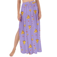 Pizza Pattern Violet Pepperoni Cheese Funny Slices Maxi Chiffon Tie-up Sarong by genx