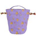 Pizza Pattern Violet pepperoni cheese funny slices Drawstring Bucket Bag View1