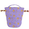 Pizza Pattern Violet pepperoni cheese funny slices Drawstring Bucket Bag View2