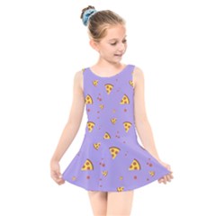 Pizza Pattern Violet Pepperoni Cheese Funny Slices Kids  Skater Dress Swimsuit by genx