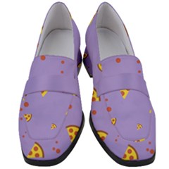 Pizza Pattern Violet Pepperoni Cheese Funny Slices Women s Chunky Heel Loafers by genx