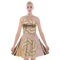 Decorative Celtic Knot Velvet Skater Dress by FantasyWorld7