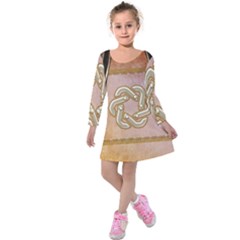 Decorative Celtic Knot Kids  Long Sleeve Velvet Dress by FantasyWorld7