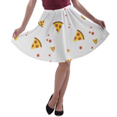 Pizza Pattern Pepperoni Cheese Funny Slices A-line Skater Skirt by genx