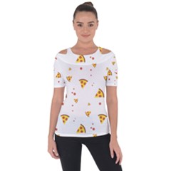 Pizza Pattern Pepperoni Cheese Funny Slices Shoulder Cut Out Short Sleeve Top by genx