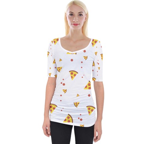 Pizza Pattern Pepperoni Cheese Funny Slices Wide Neckline Tee by genx