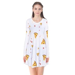 Pizza Pattern Pepperoni Cheese Funny Slices Long Sleeve V-neck Flare Dress by genx