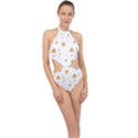 Pizza Pattern pepperoni cheese funny slices Halter Side Cut Swimsuit View1