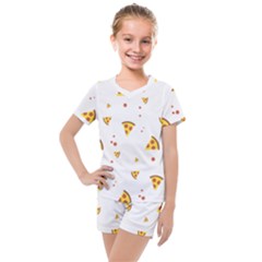 Pizza Pattern Pepperoni Cheese Funny Slices Kids  Mesh Tee And Shorts Set