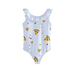 Pizza Pattern Pepperoni Cheese Funny Slices Kids  Frill Swimsuit by genx