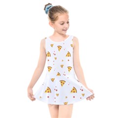 Pizza Pattern Pepperoni Cheese Funny Slices Kids  Skater Dress Swimsuit by genx