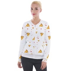 Pizza Pattern Pepperoni Cheese Funny Slices Velour Zip Up Jacket by genx