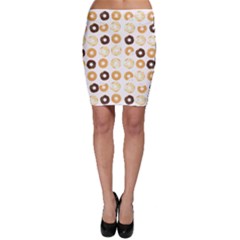 Donuts Pattern With Bites Bright Pastel Blue And Brown Cropped Sweatshirt Bodycon Skirt by genx