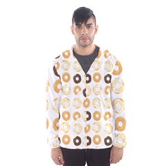 Donuts Pattern With Bites Bright Pastel Blue And Brown Cropped Sweatshirt Men s Hooded Windbreaker by genx