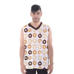 Donuts Pattern With Bites Bright Pastel Blue And Brown Cropped Sweatshirt Men s Basketball Tank Top by genx